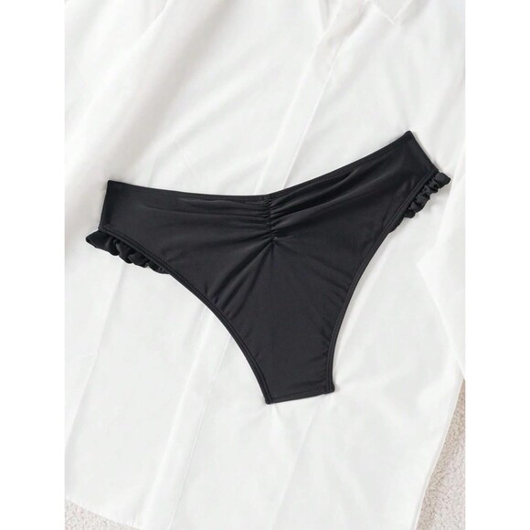 Leoparts Women's Ruched Bikini Bottom Sexy Ruffle High Cut Swim - Picture 2 of 6